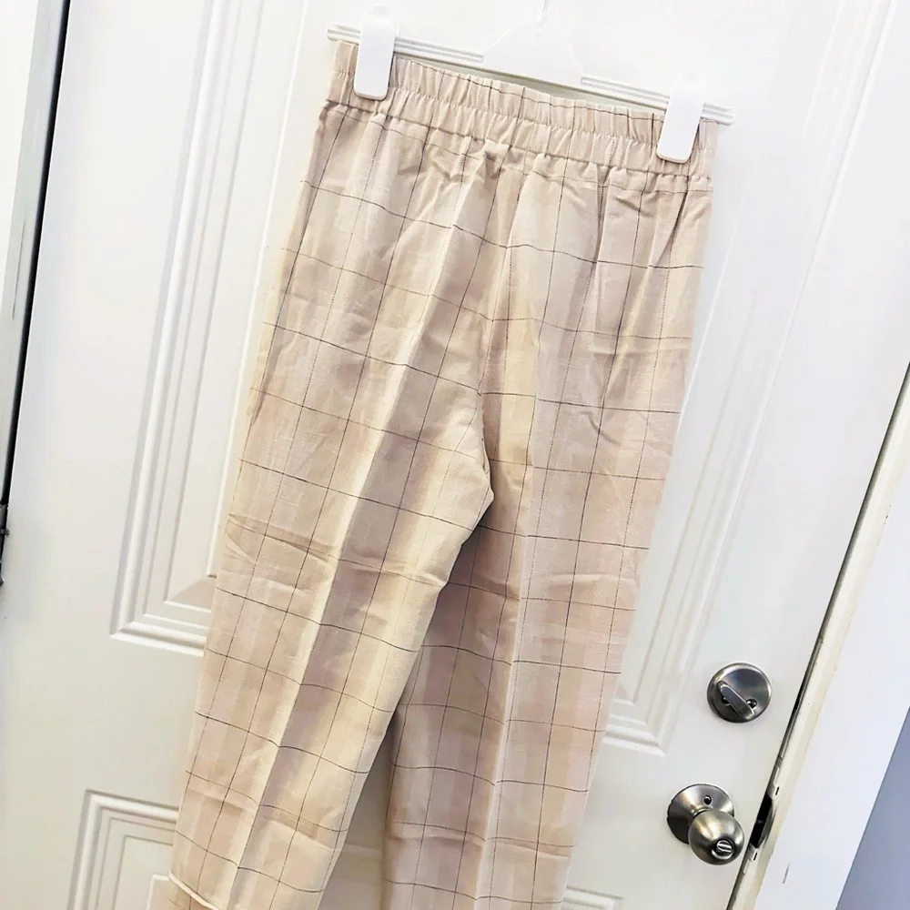 NWT Zara Cropped‎ Cuffed Plaid Pants XS